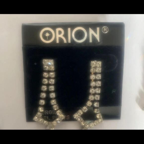 9 Orion DROPS AUSTRIAN CRYSTAL RHINESTONE SILVER CHANDELIER DANGLE EARRINGS - Picture 6 of 10